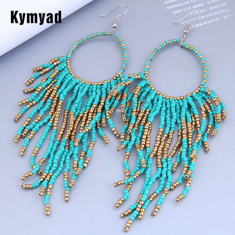 Ethnic Fashion Trends 2025 - Kymyad イヤリング 2025 トレンド新ロングブラブライヤリングヴィンテージイヤリングファッションジュエリー女性イヤリングタッセルビーズチェーンイヤリング