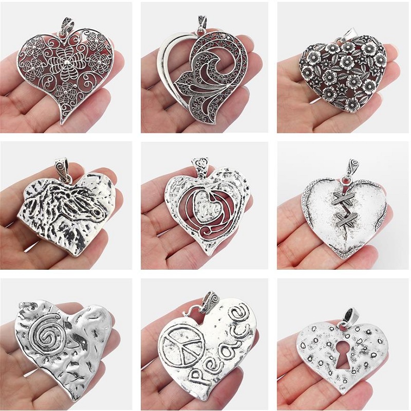 Ethnic Fashion Accessories - 3ピース/セットエスニック彫花失恋ロックポインター幾何チャームペンダントファッションアクセサリーdiyのジュエリーメイキングのため