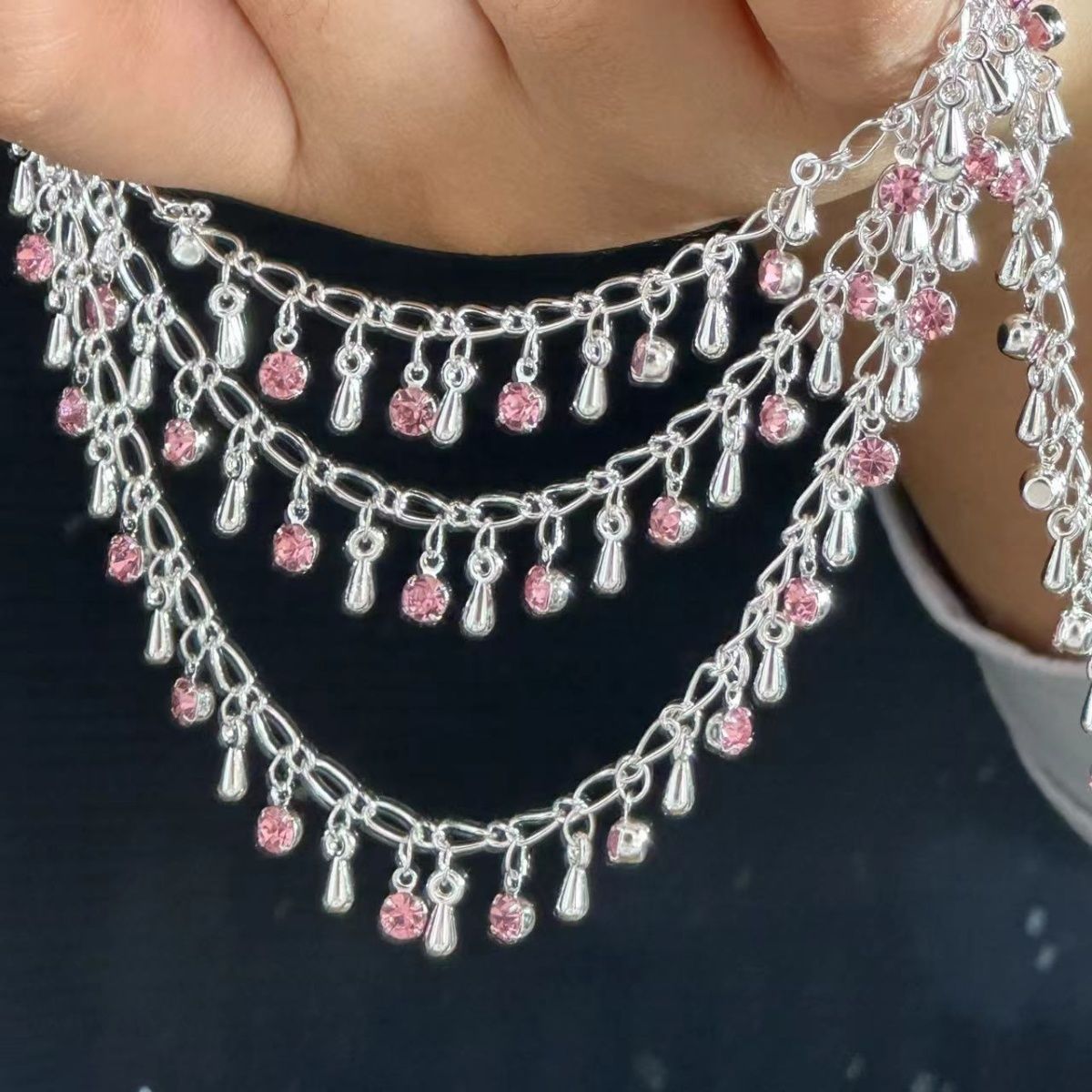 Ethnic Fashion Accessories - 絶妙なラインストーンのティアドロップチェーン、高温色落ちしないヴィンテージヘッドピース、エスニックコスチュームアクセサリー