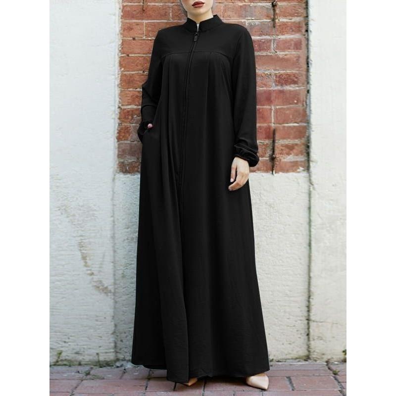 Ethnic Fashion Wear - 中東スタイルのドレス レディースファッション スタンドカラーポケットドレス エスニックウェア メンズウェア その他エスニックウェア