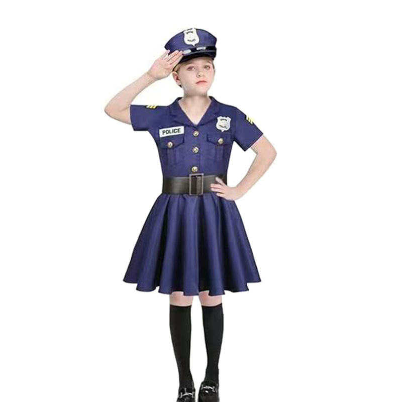 ハロウィン子供用警察官スーツ女の子用ワンピースコスチュームポ - Ethnic Fashion Wear のレビューと価格