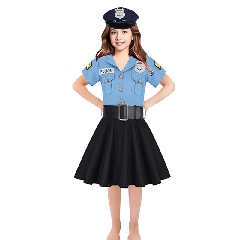 ハロウィン子供用警察官スーツ女の子用ワンピースコスチュームポ - Ethnic Fashion Wear のレビューと価格