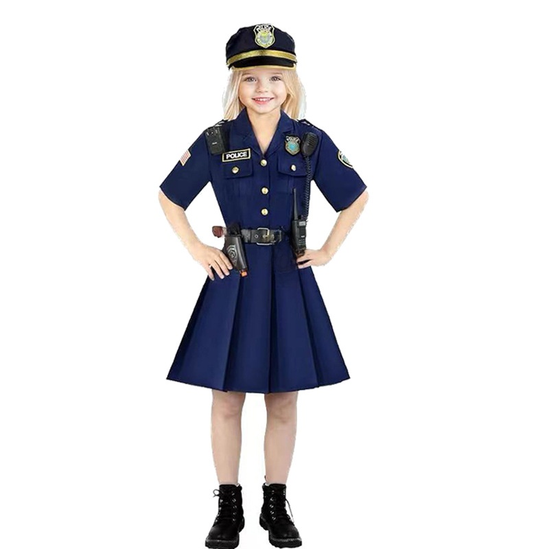 ハロウィン子供用警察官スーツ女の子用ワンピースコスチュームポ - Ethnic Fashion Wear のレビューと価格