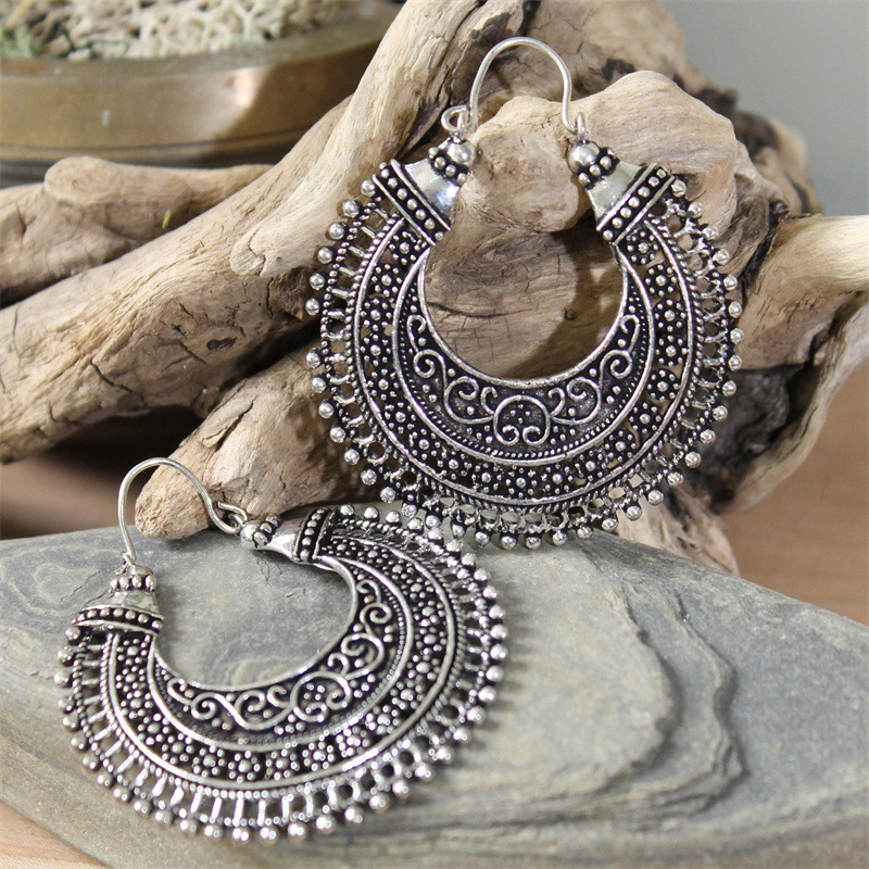 DIY アクセサリー新しいボヘミアン中空彫刻イヤリングファッ - Ethnic Fashion Accessories のレビューと価格