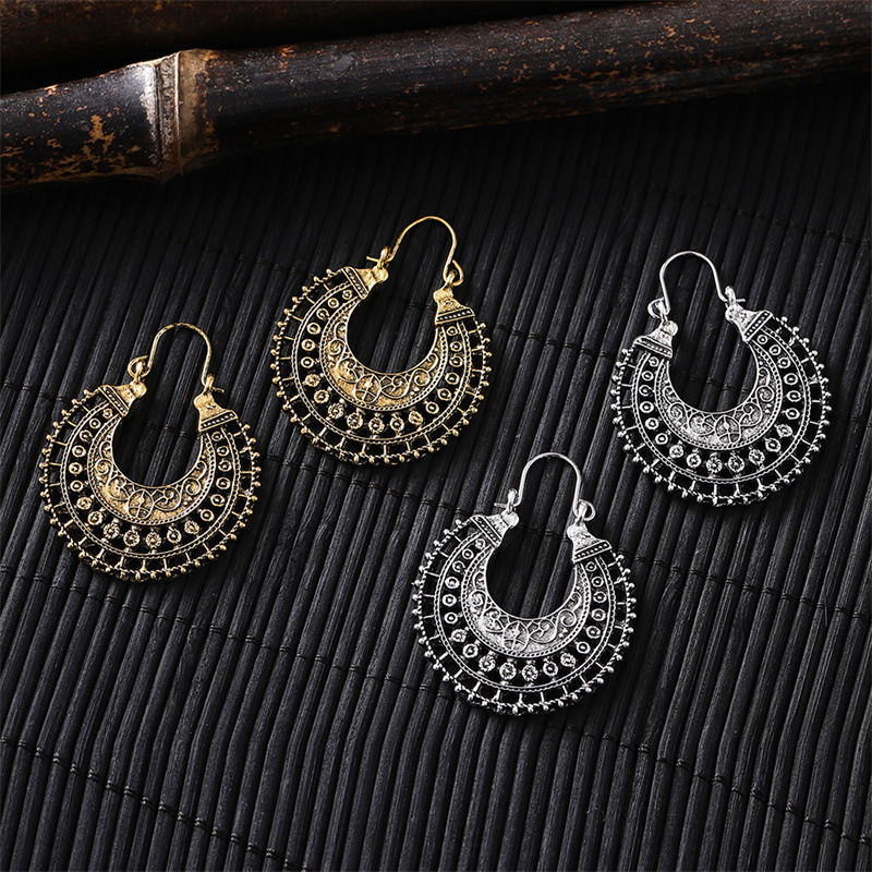 DIY アクセサリー新しいボヘミアン中空彫刻イヤリングファッ - Ethnic Fashion Accessories のレビューと価格