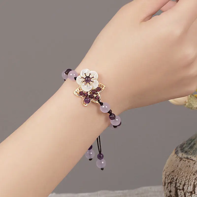 中国のクリスタル森ブレスレット森ガールパープルエスニックスタ - Ethnic Fashion Girls のレビューと価格