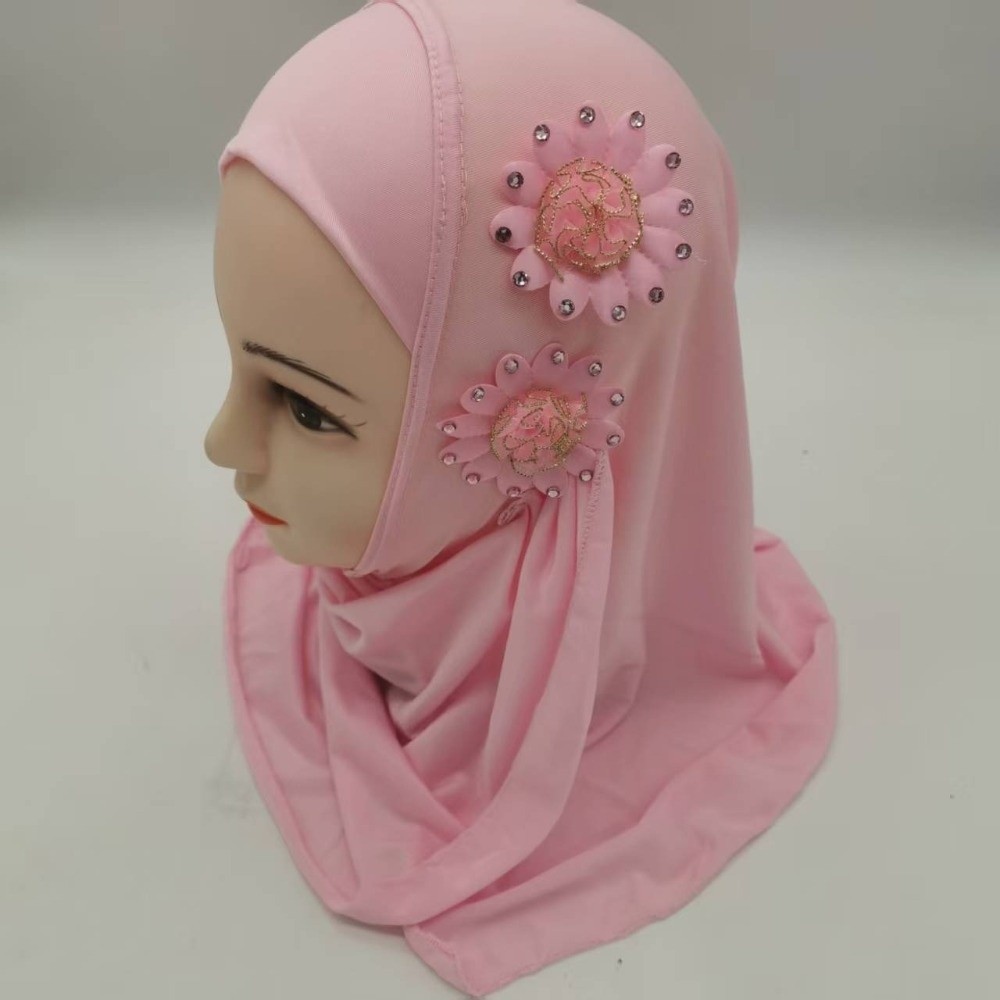 ファッションソリッドフラワー子供用ヒジャブエスニックスタイル - Ethnic Fashion Girls のレビューと価格