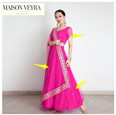 インド女性用サリー刺繍ジョーゼットラインストーンステージダン - Saree Georgette Women のレビューと価格