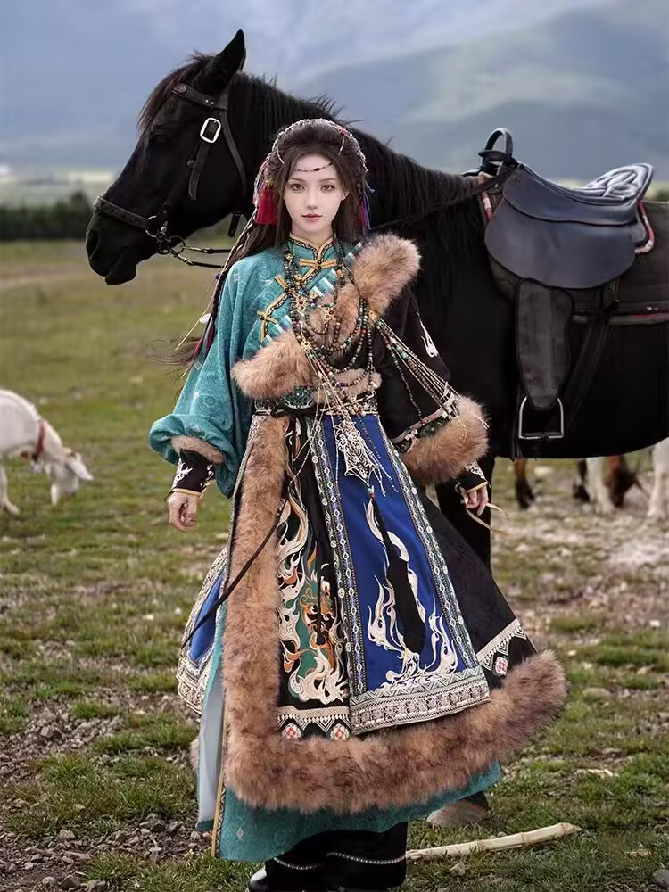 チベット衣装女性の新しいスタイルエスニックファッション旅行写 - Ethnic Fashion Girls のレビューと価格