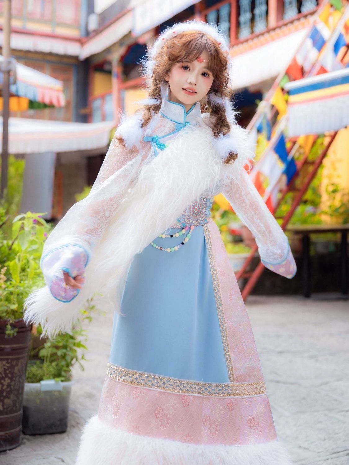チベット衣装女性の新しいスタイルエスニックファッション旅行写 - Ethnic Fashion Girls のレビューと価格